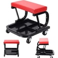 thumbnail image 3 of Taburete de taller de 100 kg con asiento giratorio de 360 grados para mecánicos, resistente, con almacenamiento, 4 ruedas giratorias y asiento acolchado., 3 of 5