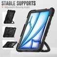 thumbnail image 5 of Case for iPad Air 11 inch M3 2025/M2 2024 (7th/6th Gen), 360 Rotating Stand Handle Pencil Holder Shoulder Strap Heavy Duty Shockproof Cover, Black, 5 of 7
