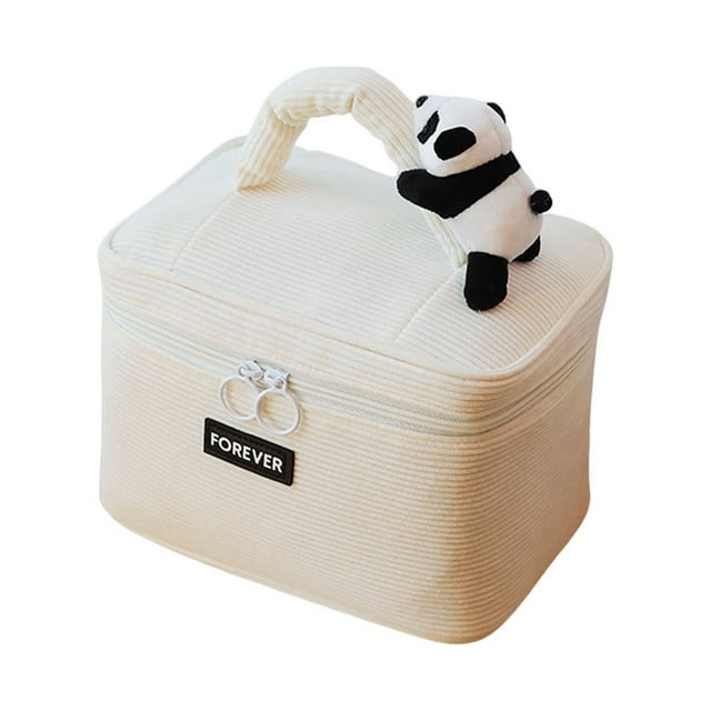 Cosmetic Bag Large Capacity Exquisite Soft Zipper Cute Panda Tote Makeup Storage Pouch for Home