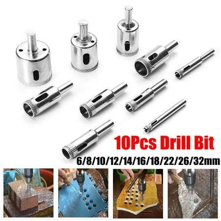 10Pcs 3-50mm Diamond Tool Drill Bit Hole Saw Set For Tile Ceramic Glass Porcelain (Best Drill Bit Sharpener)