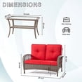 thumbnail image 2 of Patio Wicker Furniture Set - 2 Pieces Patio Conversation Set with One Love Seat & One Coffee Table, All Weather Resin Rattan Sofa & Table with Olefin Cushions for Patio(Brown/Red), 2 of 6