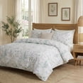 thumbnail image 4 of 100% Cotton Duvet Cover Set  Vintage Chic Style Green Floral Duvet Cover Lightweight Floral Bedding Set with Zipper Closure for All Season, Exquisite, Ultra Soft, 4 of 9