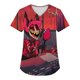 thumbnail image 1 of Hazbin Hotel Más Tamaño Impreso Scrub Uniforme de Trabajo Tops Para las mujeres V-cuello de Navidad Imprimir manga corta Diversión Camisetas Ropa de trabajo Camiseta con bolsillos Rojo/4XL, 1 of 3