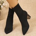 thumbnail image 3 of Bixock Boots for Women Mid Heel Short Boots Large Size Pointed Toe Slip On Stretch Sock Boots Comfortable Warm Daily Wear Fall Women Shoes, 3 of 8