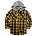 thumbnail image 3 of Classic Plaid Jacket Hoodie, Button Up Flannel Shirt Jackets for Men with Hood, Long Sleeve Hooded Plaid Shackets (Large, Yellow), 3 of 4