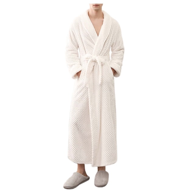 FhsagQ Pyjamas en Coton pour Hommes Super Ajusté Peignoir Doux Chaud Shaggy Pyjamas Rouges Super Ajustés Vêtements de Nuit en Coton Super Ajusté Blanc m