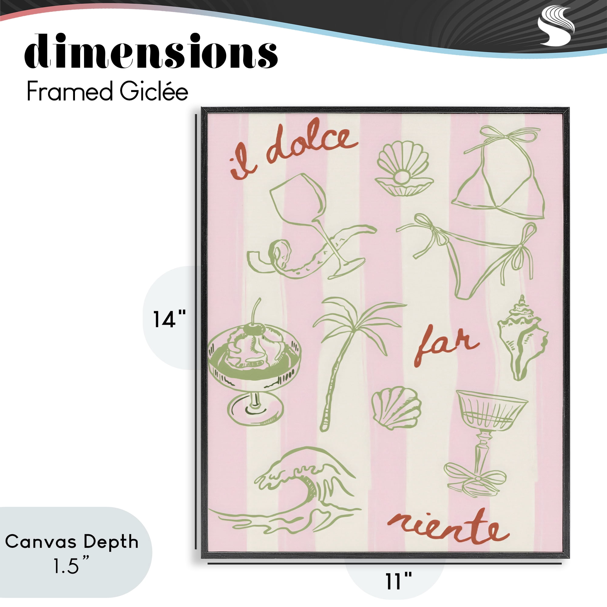 Stupell Industries Il Dolce Far Niente Beach Saying Black Framed Giclee Art, design by The Prints Vibe