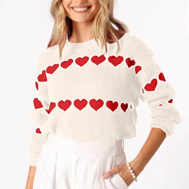 Hot6sl Pull Mode Femme Ample Imprimé Manches Longues Col Rond Haut