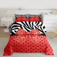 thumbnail image 2 of Homewish Kawaii Red Bow Knot Boy Girl 3 Pieces Queen Comforter Set,Polka Dots Ultra Soft Bedding Sets,Animal Zebra Print Bedding Comforter Set Breathable,Super Cozy Room Decor,Reversible, 2 of 8