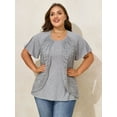 thumbnail image 5 of Lapaplus Plus Size Summer Tops for Women Butterfly Sleeve Lace Twofer Blouse Trendy Going Out, Gray XL-6XL, 5 of 10