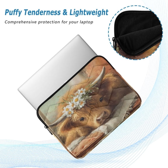 Iauyy(M)13.4 inch Laptop Sleeve,Shockproof Durable Computer Carrying laptop Bag,Slim Cover for 13.4-14 inch HP Dell Lenovo Asus Notebook,Little Cow Resting