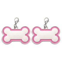 Uxcell 2 Set Pet ID Tags Bone Shape, 45x30mm Metal Personalize Engraved Both Sides Blank Tags Stamping Pet Supplies (Hot Pink)