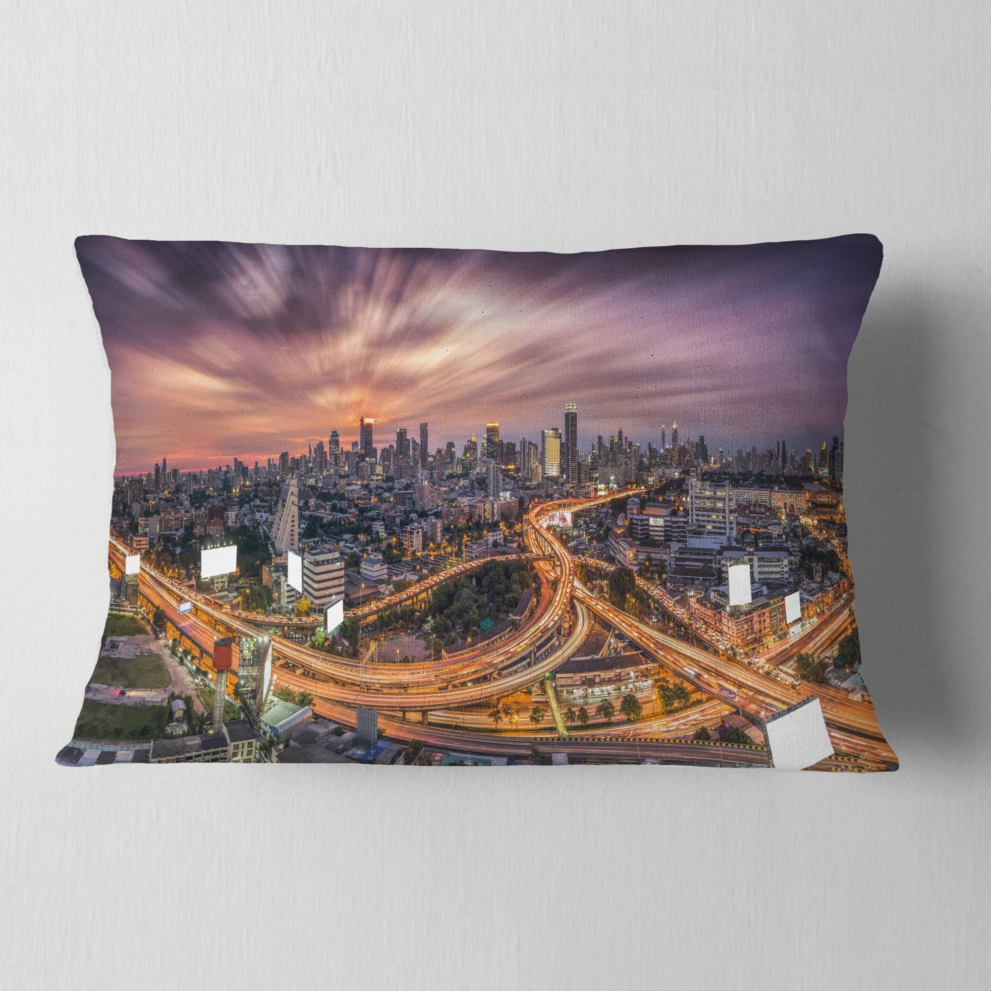 Designart 12" x 20" Multi-color Polyester Throw Pillow