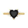 thumbnail image 2 of 2.0ct heart cut black natural onyx 18k yellow gold Bridal Wedding Engagement Promise Anniversary Ring for Women size 7.25, 2 of 7