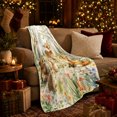 thumbnail image 3 of Whimsical Woodland Animals Floral Crown Fawn Meadow Scene, Festive Holiday Scene, Warm Flannel Blanket for Cabin and Lodge, Art Lovers Christmas Gift, Festive Home Decor, 3 of 9