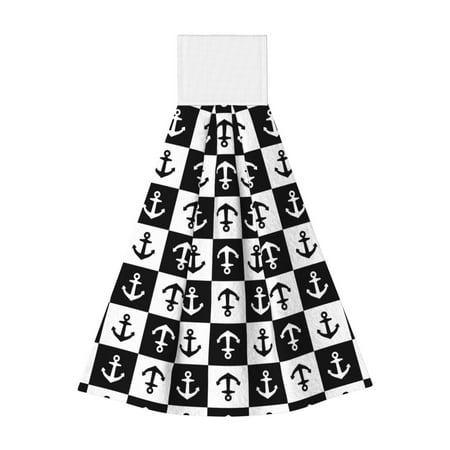 

Adobk Nautical Anchors1 Print Coral Velvet Hand Wipes Fashion Hanging Kitchen Towel for Bathroom Washcloth Absorbent Tie Towel
