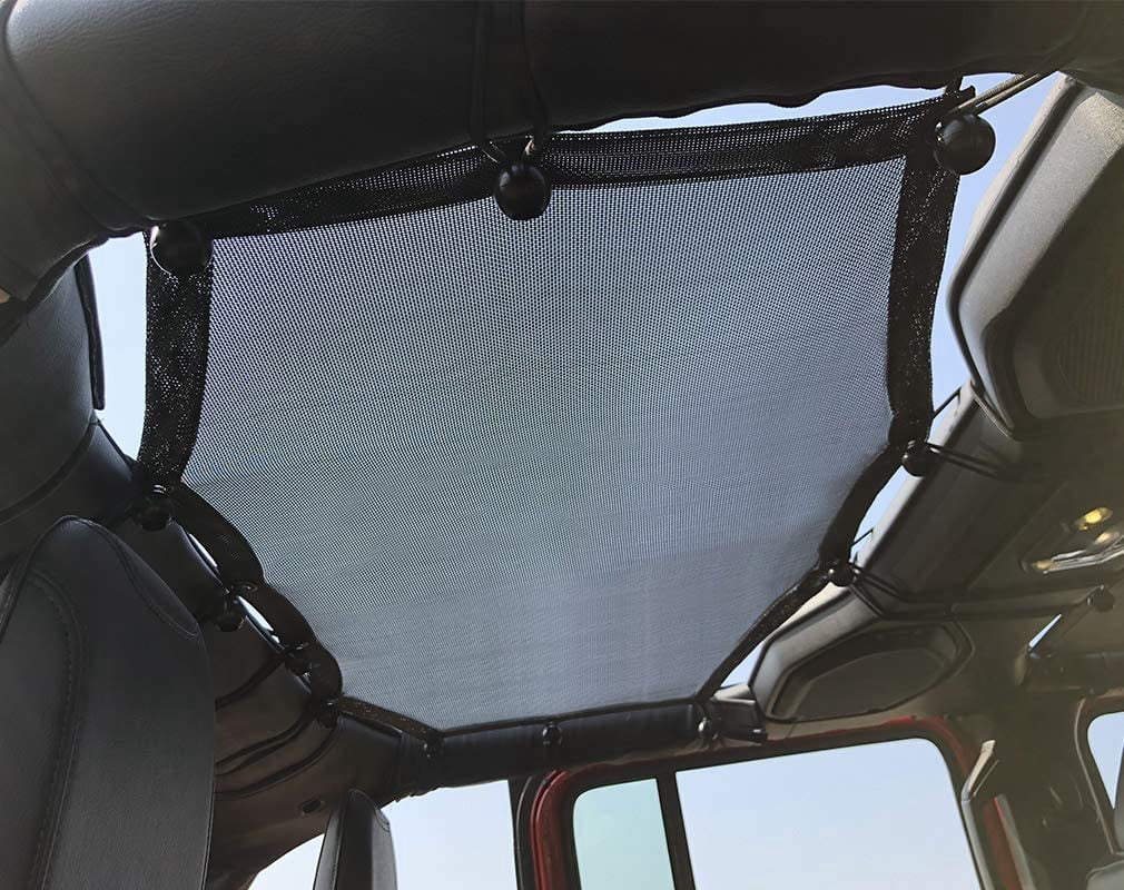 Shadeidea Jeep Wrangler Sunshade JL Unlimited (2018-Current) 4 Door Rear-Black Mesh Screen Sunshade JLU SAHARA RUBICON SPORT S MOAB Top Cover UV Blocker with Grab Bag-10 years Warranty