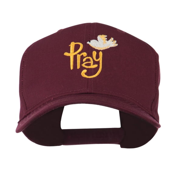 Wording of Pray with Dove Embroidered Cap - Maroon OSFM
