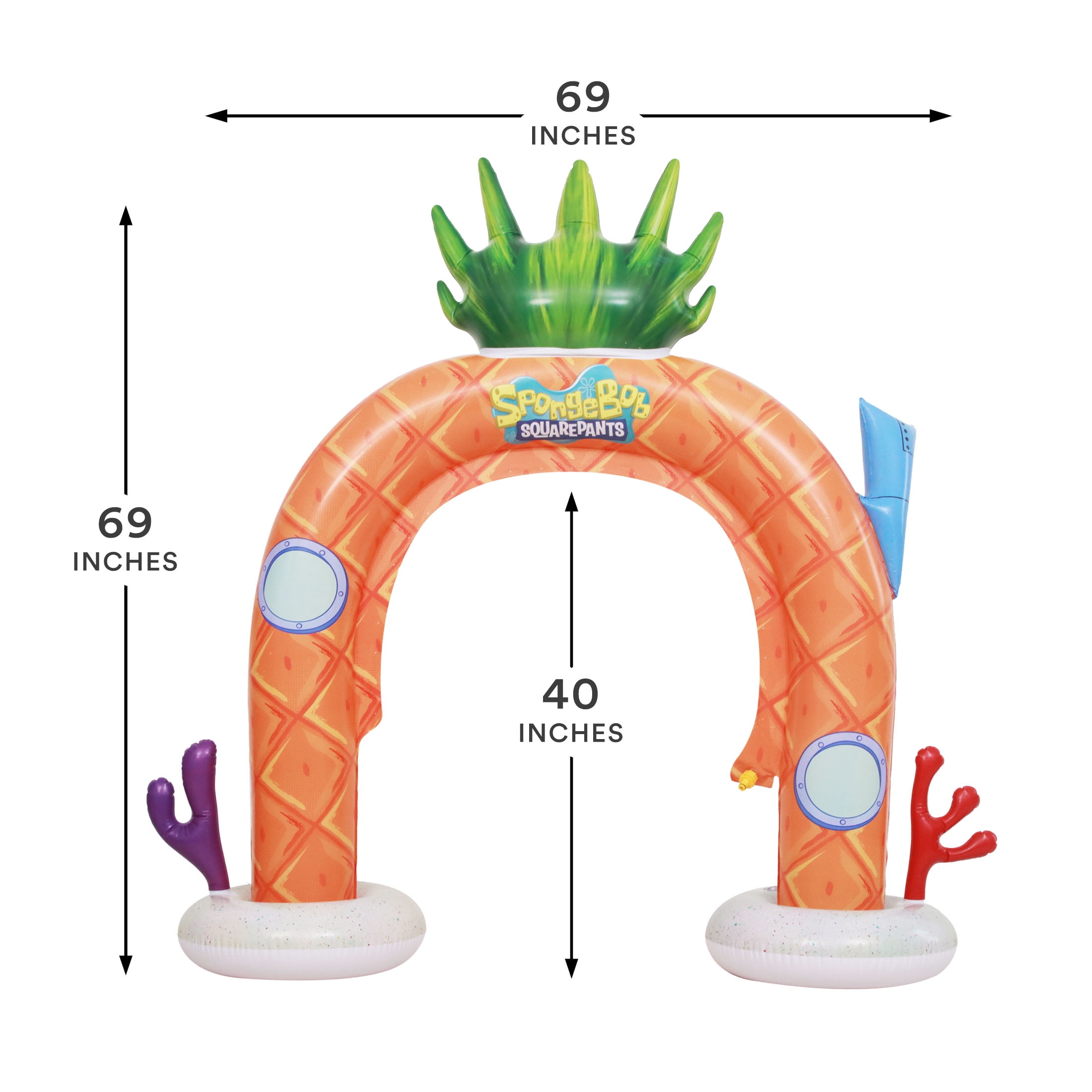 SpongeBob SquarePants 5-Foot Tall "Pineapple Under the Sea" Inflatable Arch Water Sprinkler for Summer Fun, Ages 2+