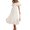 White, variant on Women's Off Shoulder Midi Dress with Short Puff Sleeves Smocked Ruched Bodice True Midi Length 95% Polyester 5% Spandex