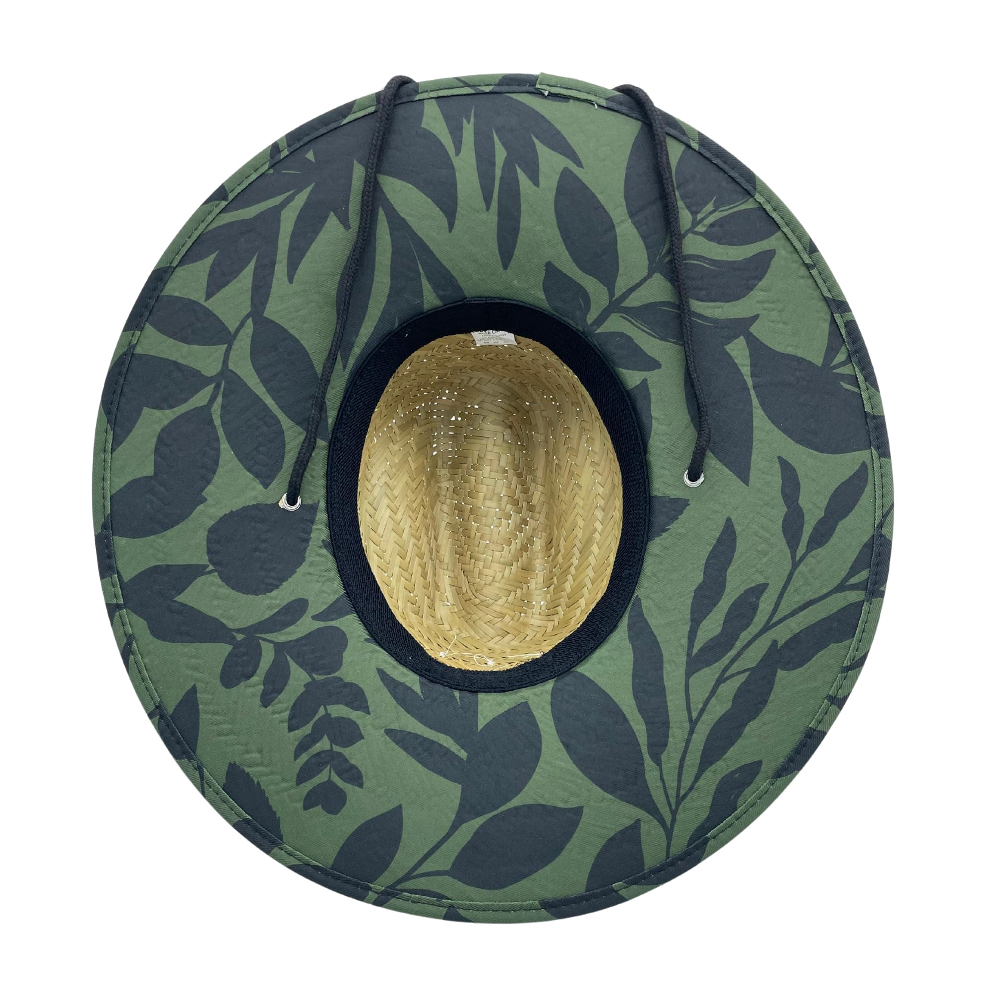 Straw Beach Hat - UPF 50+ Cotton Patriotic Under Brim Lifeguard - Drawstring Fit - X-Large