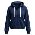 thumbnail image 6 of Women Sweatshirts Ndbuld Women's Fashion Solid Color Long Sleeve Hooded Pocket Zipper Drawstring Pocket Tops Sweatshirts Blue,M, 6 of 6