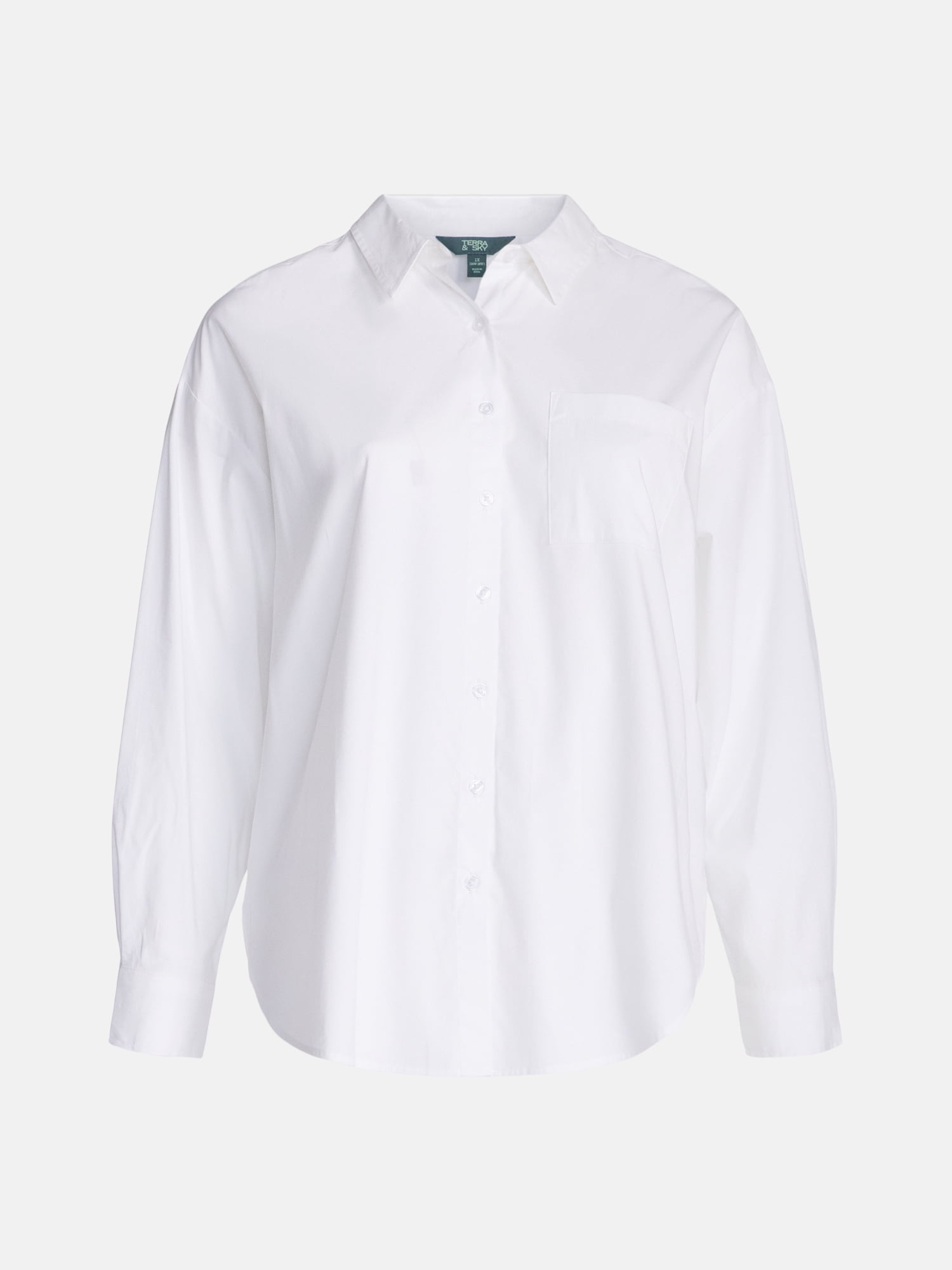 Terra & Sky Women's Plus Poplin Boyfriend Shirt, Sizes 0X-5X