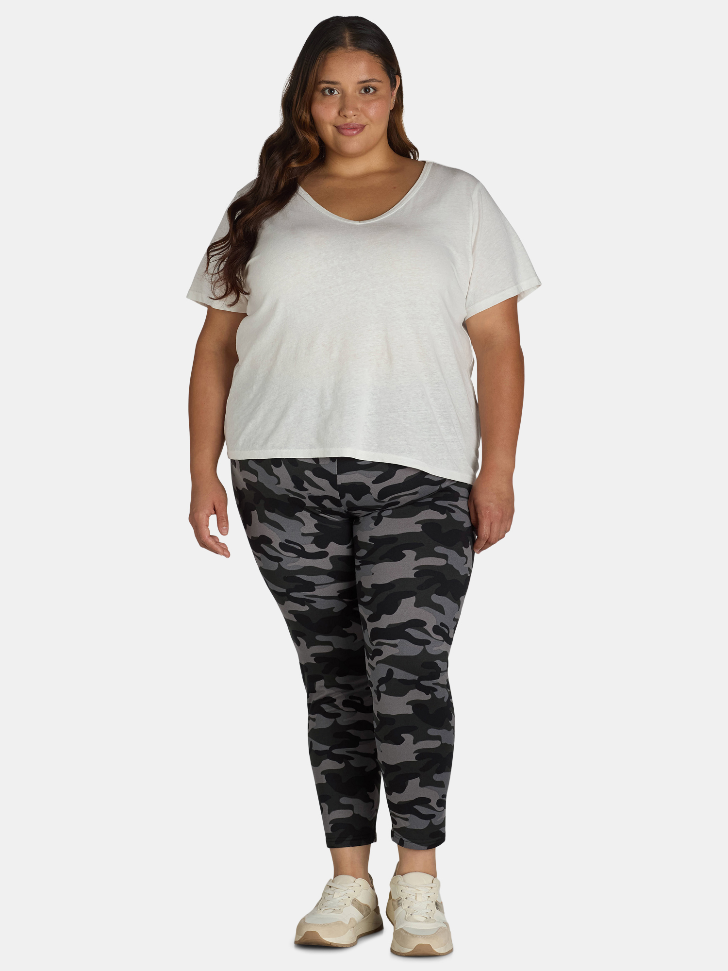 Feathers Women's and Women's Plus Size Athleisure Fleece Leggings, 2-Pack, Sizes S-5X
