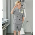 thumbnail image 4 of Boys 2-Piece Double Breasted Suit Set: Blazer & Shorts for Wedding Prom Slim Fit Peak Lapel Lightweight, 4 of 6