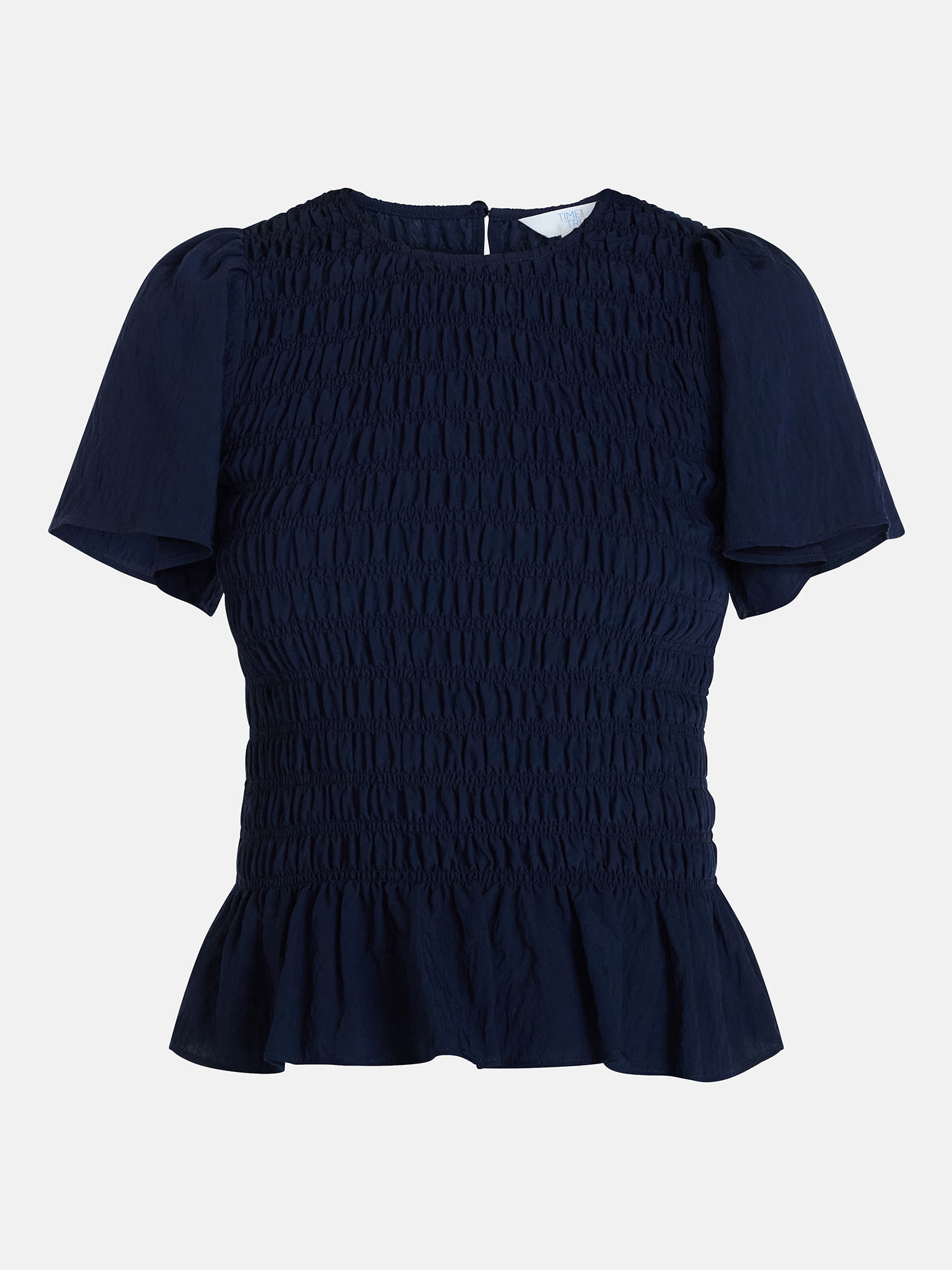 Time and Tru Women's Smocked Top with Peplum Hem, Sizes XS-XXXL
