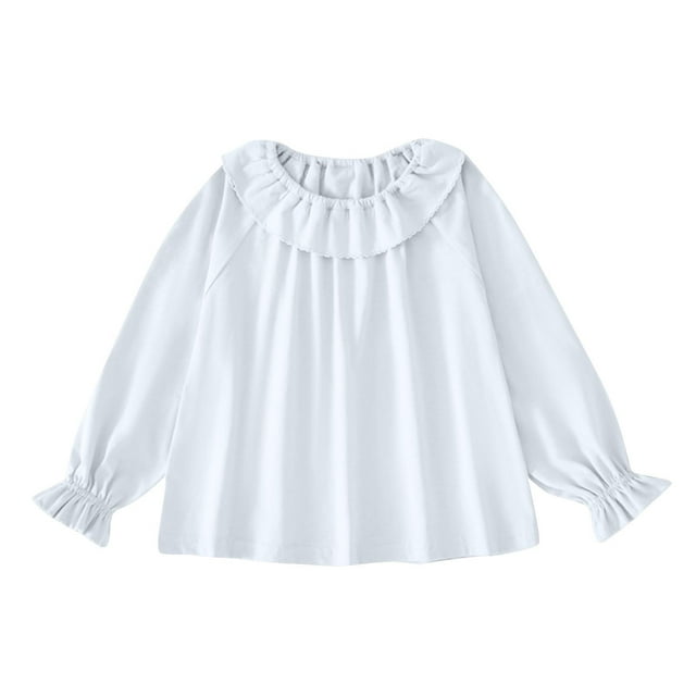 vdgthytj Chandails de Printemps et d'Automne pour Bébés Filles à Col, à Volants, à Manches Longues, Col Ras du Cou, Hauts Confortables pour Tout-Petits, Camisoles en Coton