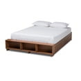 thumbnail image 1 of Baxton Studio Arthur Modern Rustic Ash Walnut Brown Finished Wood King Size Platform Bed with Built-In Shelves, 1 of 1