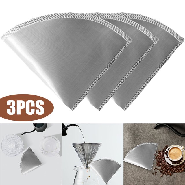 Filtro papel filtro cónico acero inoxidable para 2-3 personas Filtro reutilizable papel filtro v60 (diámetro superior cónico 15 cm)