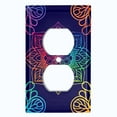 thumbnail image 2 of Metal Light Switch Plate Cover Rainbow Mandala Flower Tile Pattern Black MDL103, 2 of 13