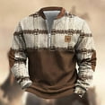 thumbnail image 2 of AWZXDE Men's Winter 3D Print Knit Style Half Zip Crewneck Sweatshirt, Long Sleeve Pullover Coffee,XXL, 2 of 3