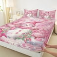 thumbnail image 3 of Castle Fairy Pink Snowman 3Pcs Twin Sheet Sets for Preppy Children Teens,Christmas Tree Snowflake Twin Fitted Sheet,Xmas Festival Breathable Flat Sheet,Ultra Soft Home Decor, 3 of 7