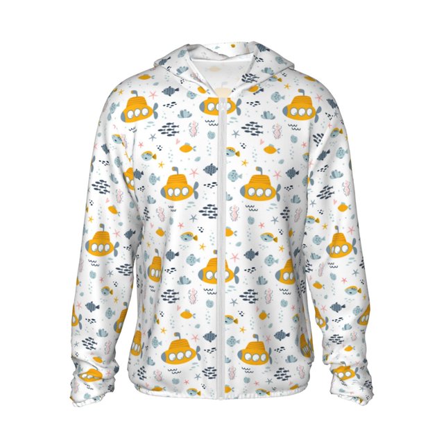 Balery Submarine Ship Sudadera ligera de manga larga con capucha y protección solar UPF 50+ para hombre y mujer, ideal para pesca y running-XX-Large