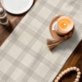 thumbnail image 4 of Grey Checkered Table Runner 90 Inches Long, Rustic Farmhouse Buffalo Plaid Cotton Linen Table Runners Dresser Scarves, Decorative Fabric Tabletop Scarf Furniture Cover for Home Dinner Party 13"x90", 4 of 9