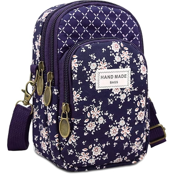 Small Crossbody Bag for Women Floral Cell Phone Purse Wallet Mini Handbag Ladies Canvas Pouch