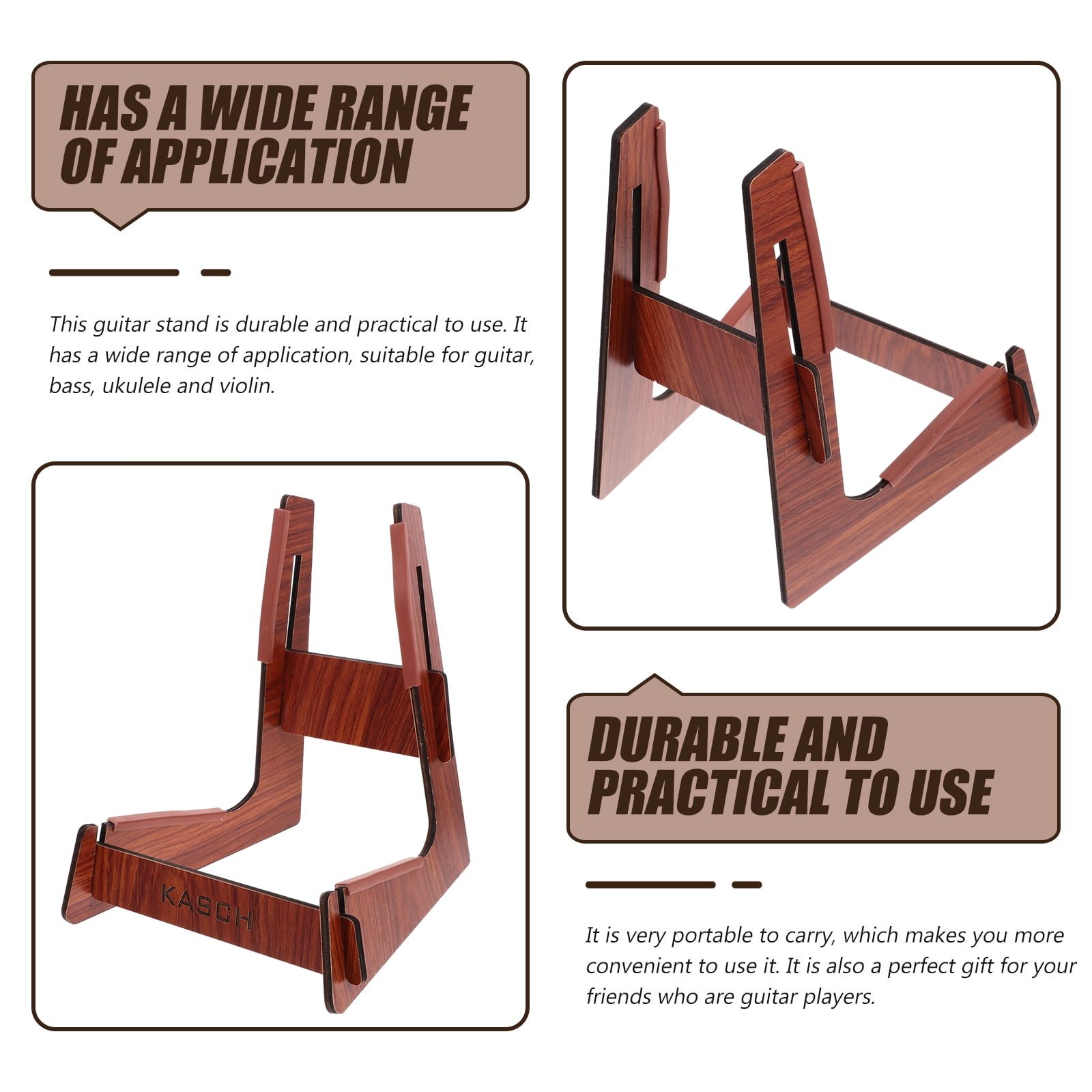 5 Count Guitar Stand Accessories Shelf Hanger Rack Guitars Brown