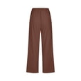 thumbnail image 4 of Capri Pants for Women Casual 2026 Summer Drawstring Elastic High Waist Linen Pant Straight Wide Leg Cropped Trouser Coffee XXL, 4 of 7