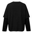 thumbnail image 5 of Arlun Women's Lace 2 in 1 Long Sleeve T Shirts Casual Solid Color Classic Crewneck Loose Pullover Tops 2026 Fall Fashion Soft Lightweight Comfort Drop Shoulder Tees 1-Black XL, 5 of 6