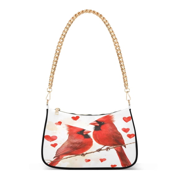 ALAZA Cardinals Bird Hearts Women's Chain Shoulder Bag Hobo Handbag Tote Crossbody Purse