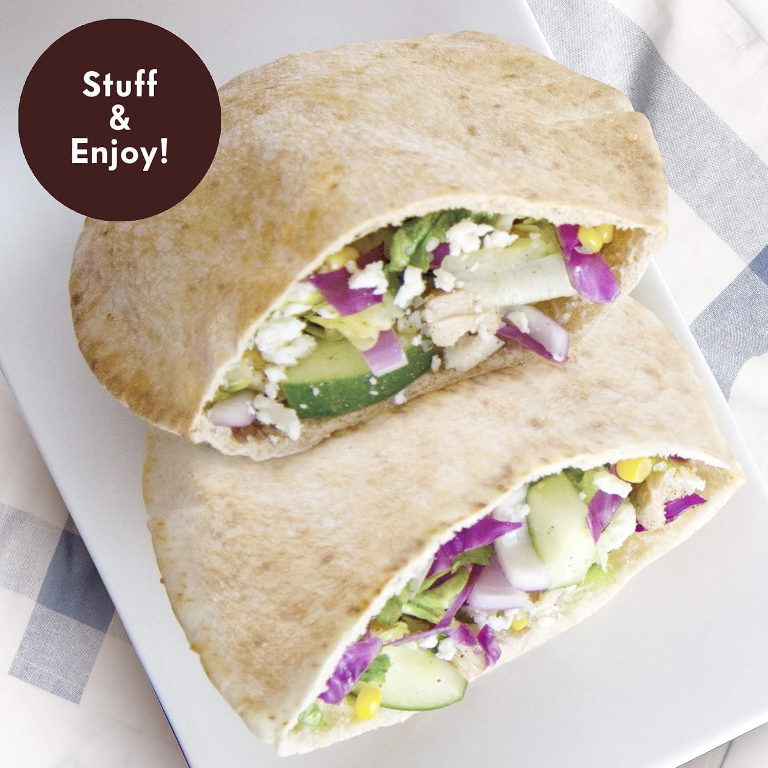 Whole Wheat Pita Bread | Vegan | Cholesterol | Kosher (3 Pack, 18 Pitas Total)