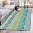 thumbnail image 5 of Area Rug 48×72in, Teal Green Bohemian Geometric Floor Carpet Living Room Rug, Abstract Stripe Southwestern Non-Slip Welcome Mat Indoor Rugs for Bedroom Dining Room, 5 of 9