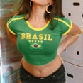 thumbnail image 2 of CONROSES Mothers Day Gift Women's Short Sleeve Crop Tops Tshirts Crewneck Brazil Letter Graphic Y2K Slim Fit Summer Tee Blouses for Lady, 2 of 5