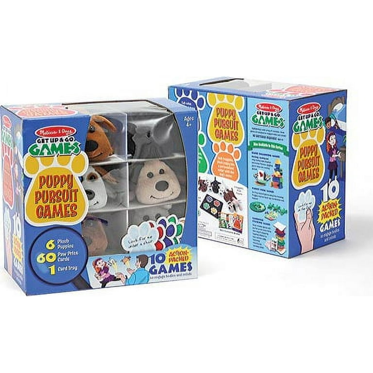 Melissa Doug Puppy Pursuit Games 6 Stuffed Dogs 60 Cards 10 Games With Variations