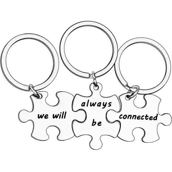 3PCS We Will Always Be Connected Keychain Set, Best Friends Keychains for 3, Friendship Keychain Jewelry Gift for Sisters Friends