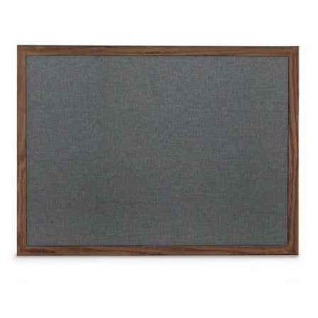 Medium Grey fabric corkboard with walnut wood frame 24' x 18'