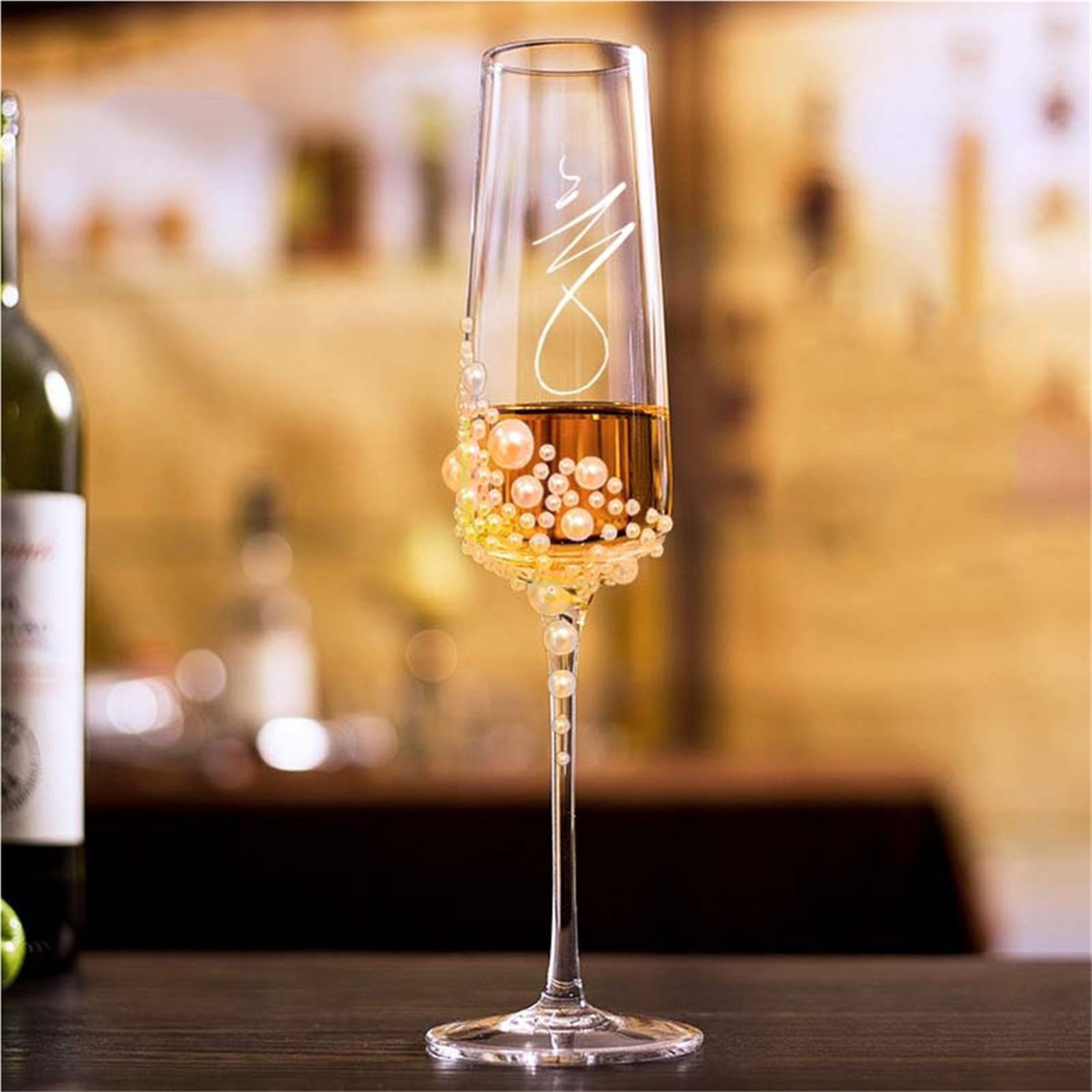 2-Piece Crystal Wedding Toasting Flutes, Unique Champagne Glass Set for Anniversary Celebration